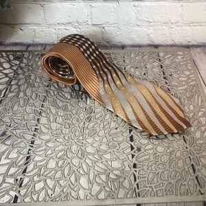 # 117 Brown Tan  Cream Silk Men’s Tie Extra Long